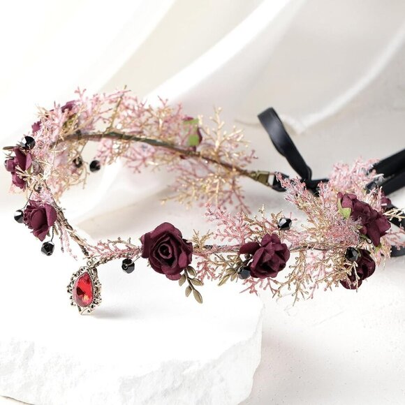 Fairy Flower Crown Womens Woodland Elf Costume Jewelry Cosplay Accessory main image 4